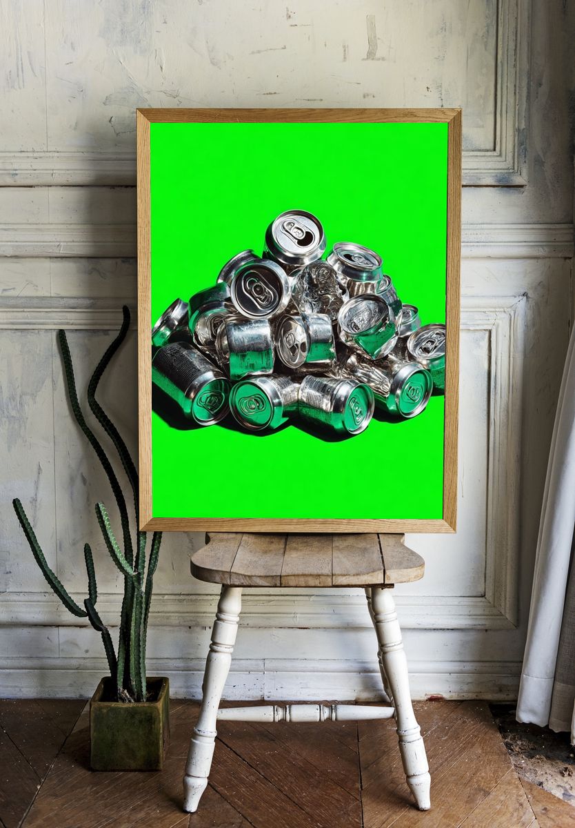Crumpled Aluminum Cans — Photography Print. — room view 1