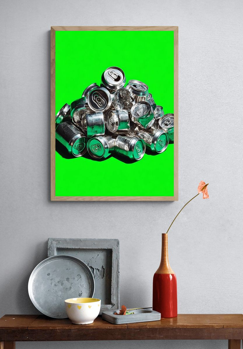 Crumpled Aluminum Cans — Photography Print. — room view 3