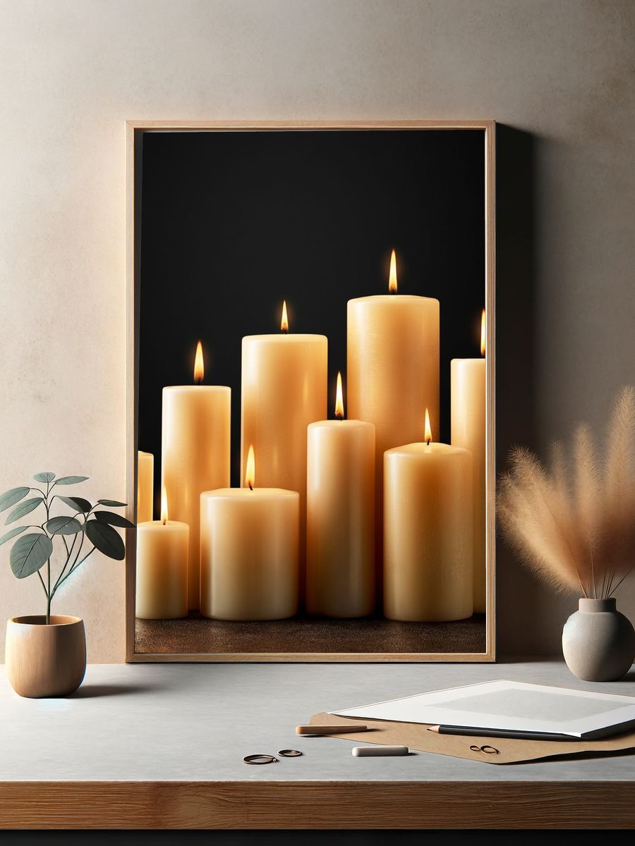 Lit Candle Still Life Poster. — room view 2