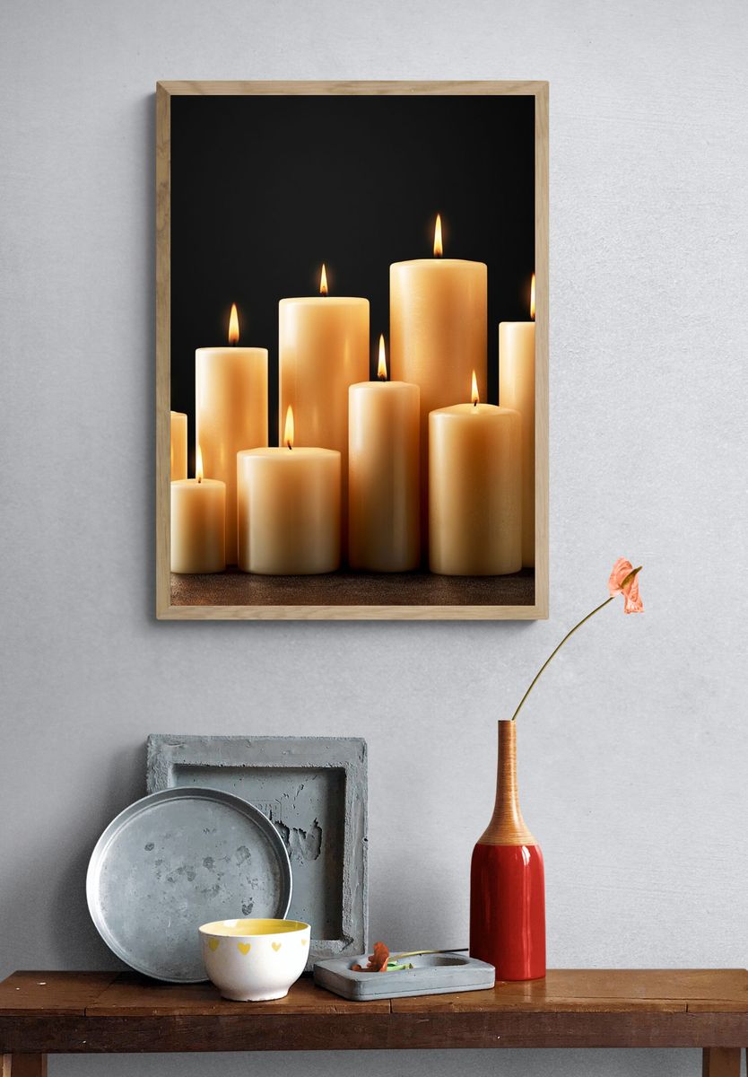 Lit Candle Still Life Poster. — room view 3