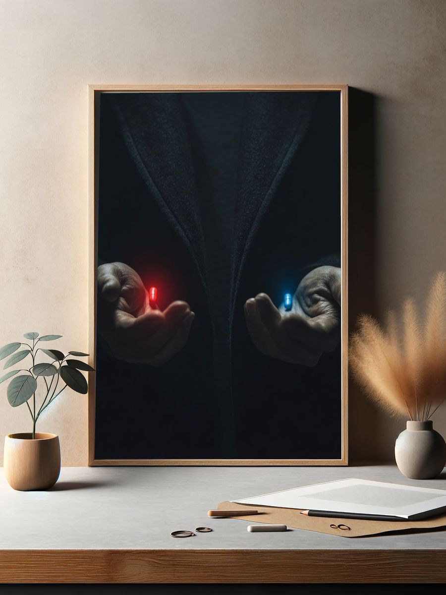 Red and Blue Pills — Conceptual Print. — room view 2