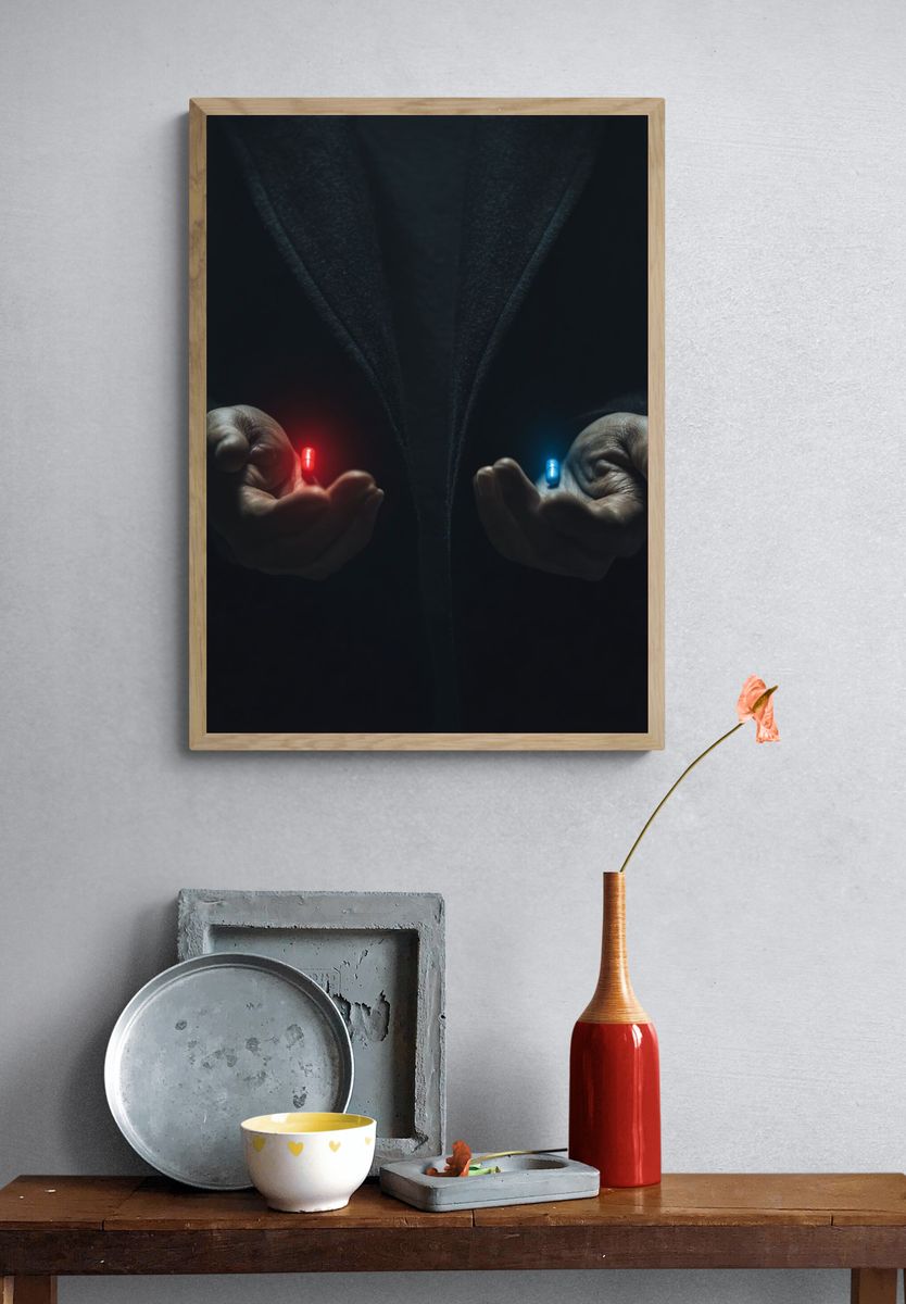 Red and Blue Pills — Conceptual Print. — room view 3