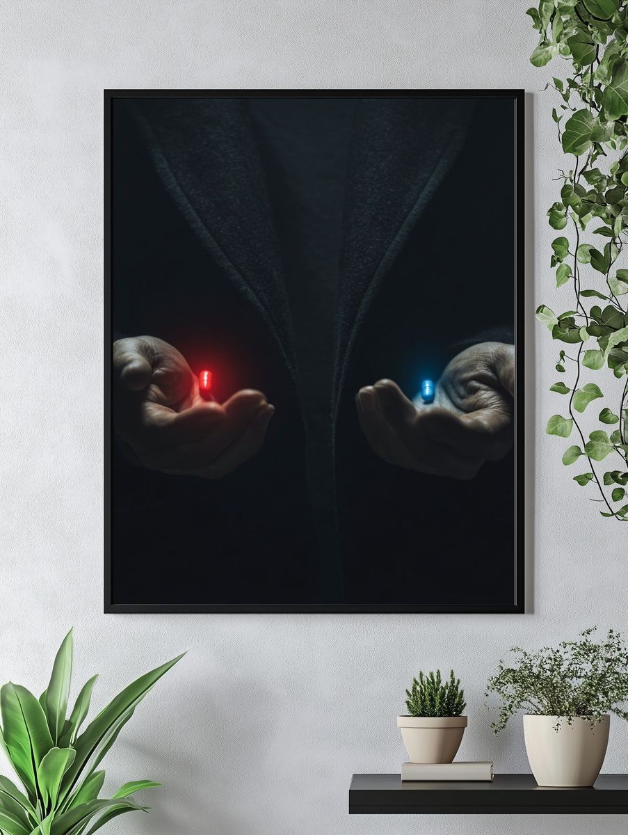 Red and Blue Pills — Conceptual Print. — room view 4