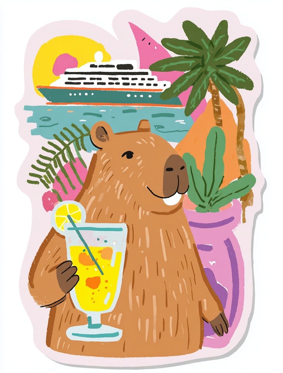 Capybara Tropical Cruise Poster. poster detail