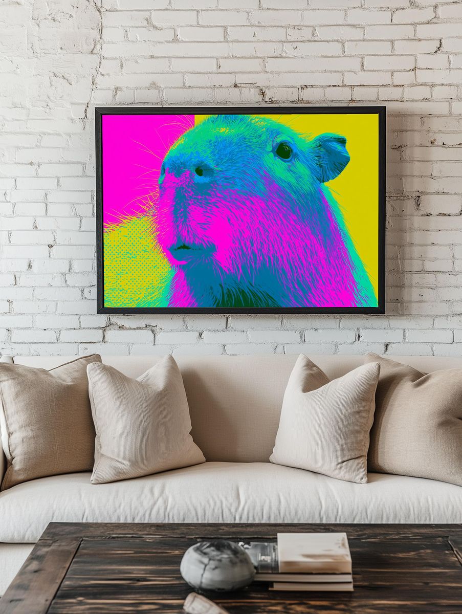 Pop Art Capybara Poster. — room view 1