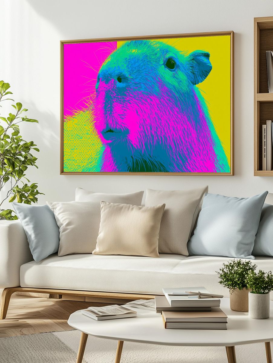 Pop Art Capybara Poster. — room view 2