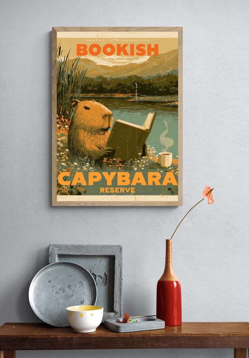 Capybara Reserve Vintage Poster. — room view 3