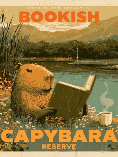 Capybara Reserve Vintage Poster.
