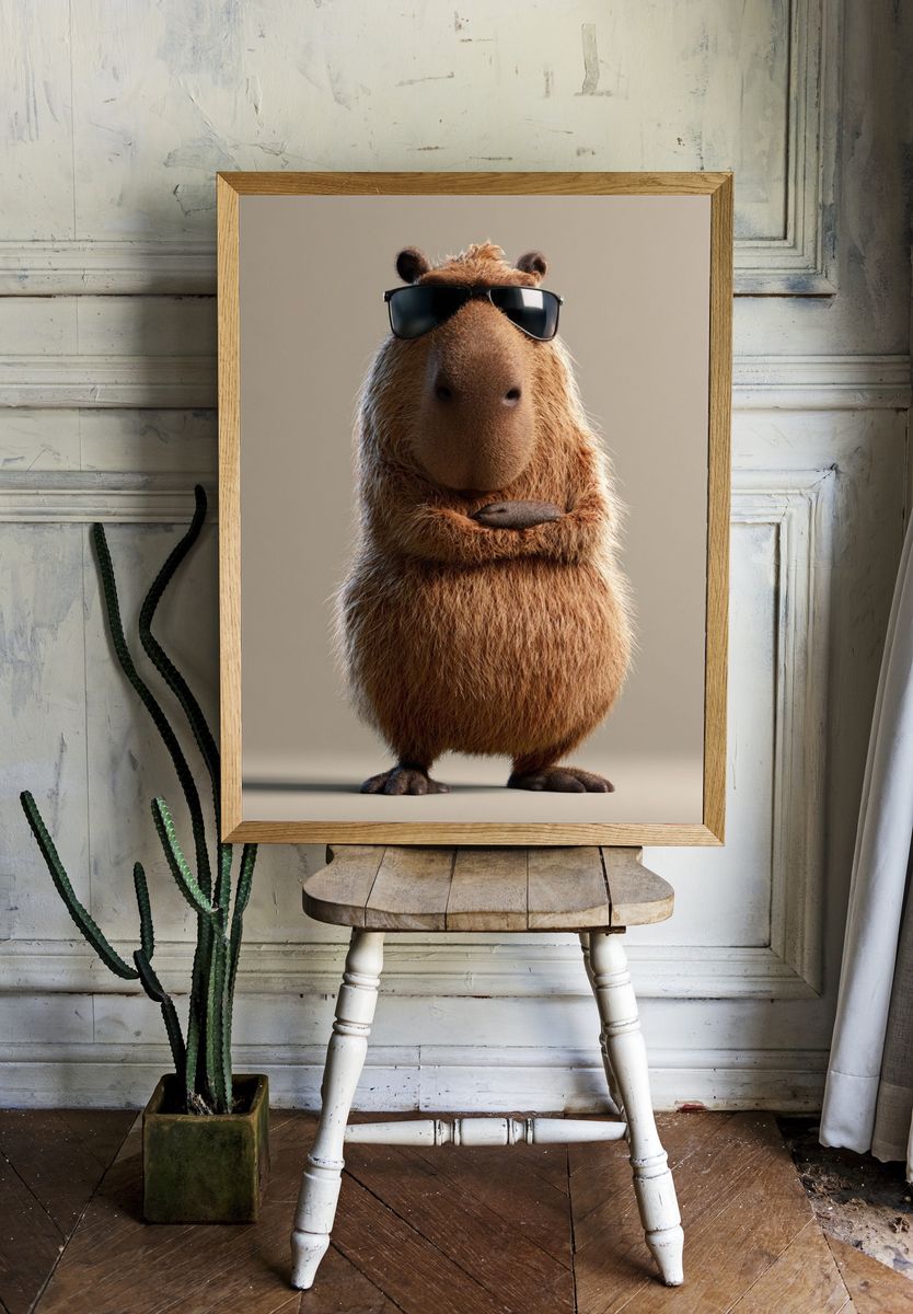 Cool Capybara Photography Poster. room preview