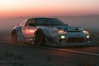 Drift Car at Sunset Photography Poster.