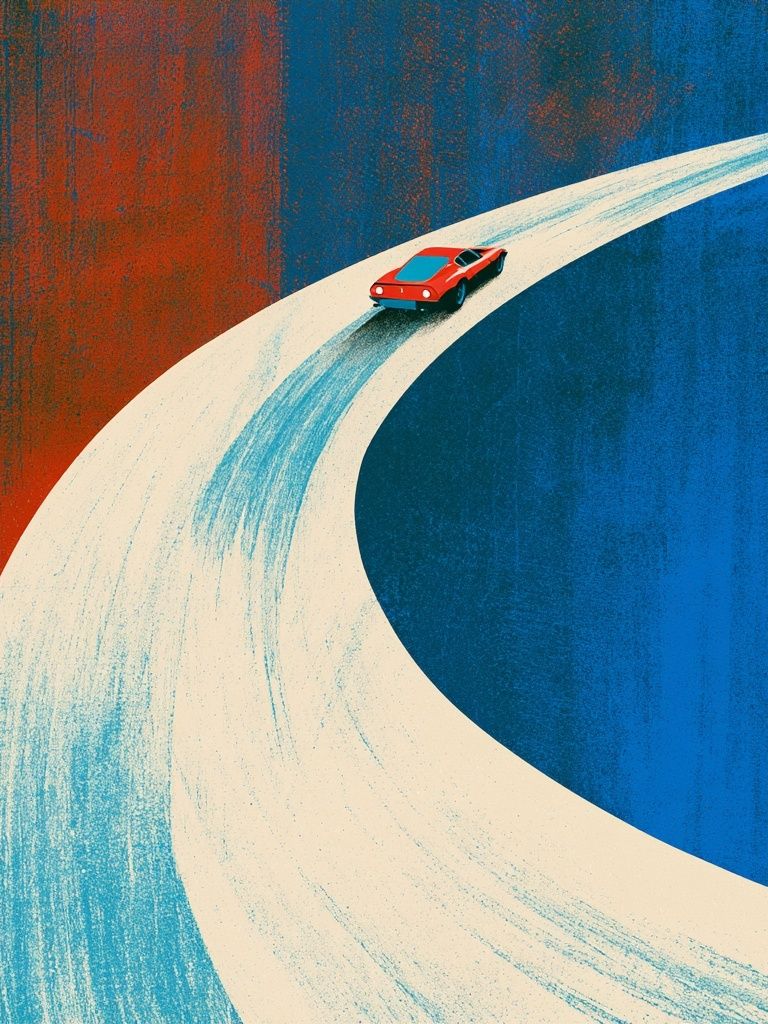 Red Sports Car Retro Illustration Poster. poster — illustration art