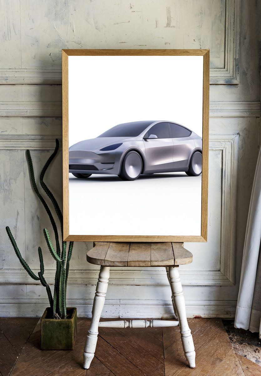 Futuristic Electric Car Poster. room preview