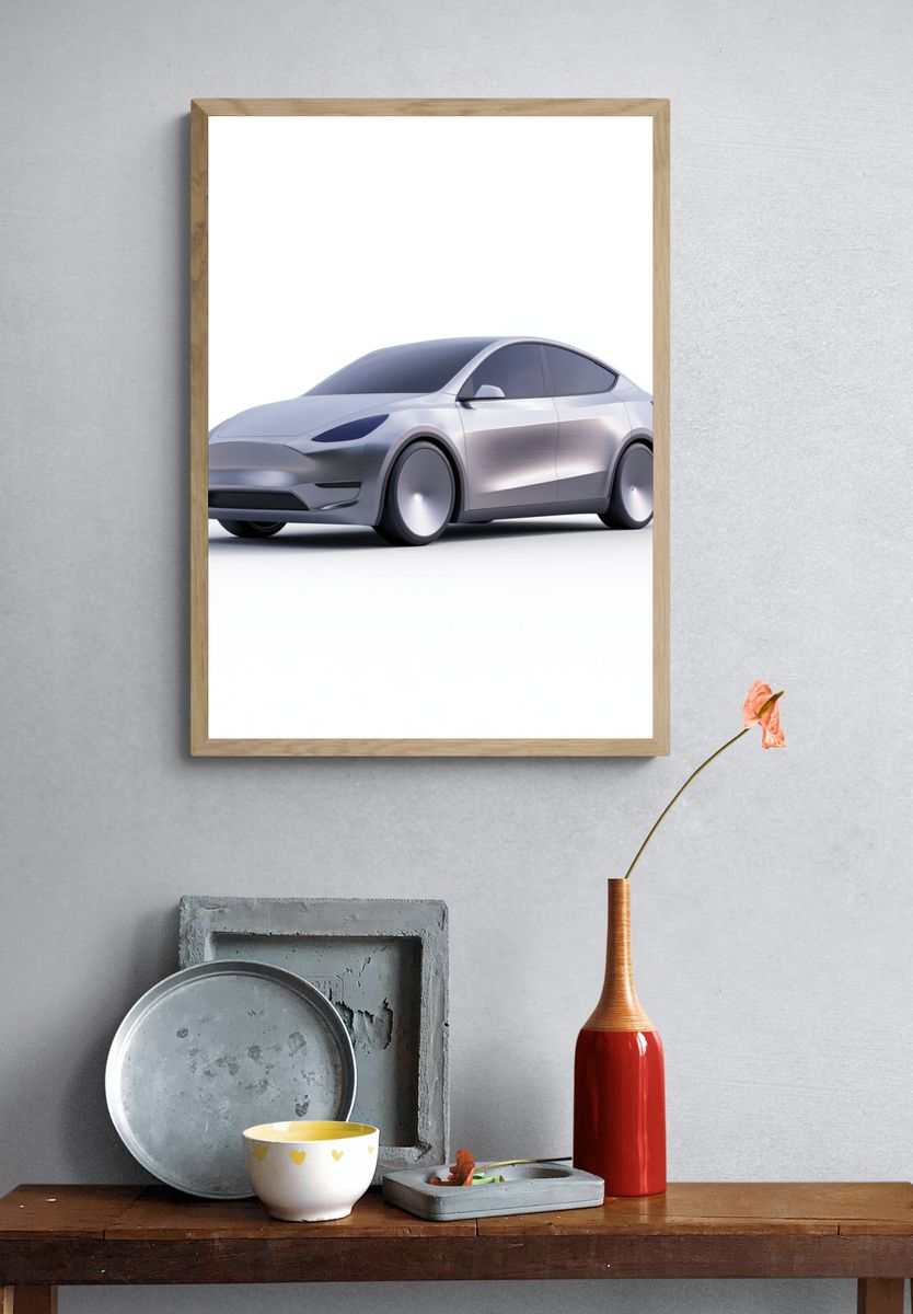 Futuristic Electric Car Poster. — room view 3