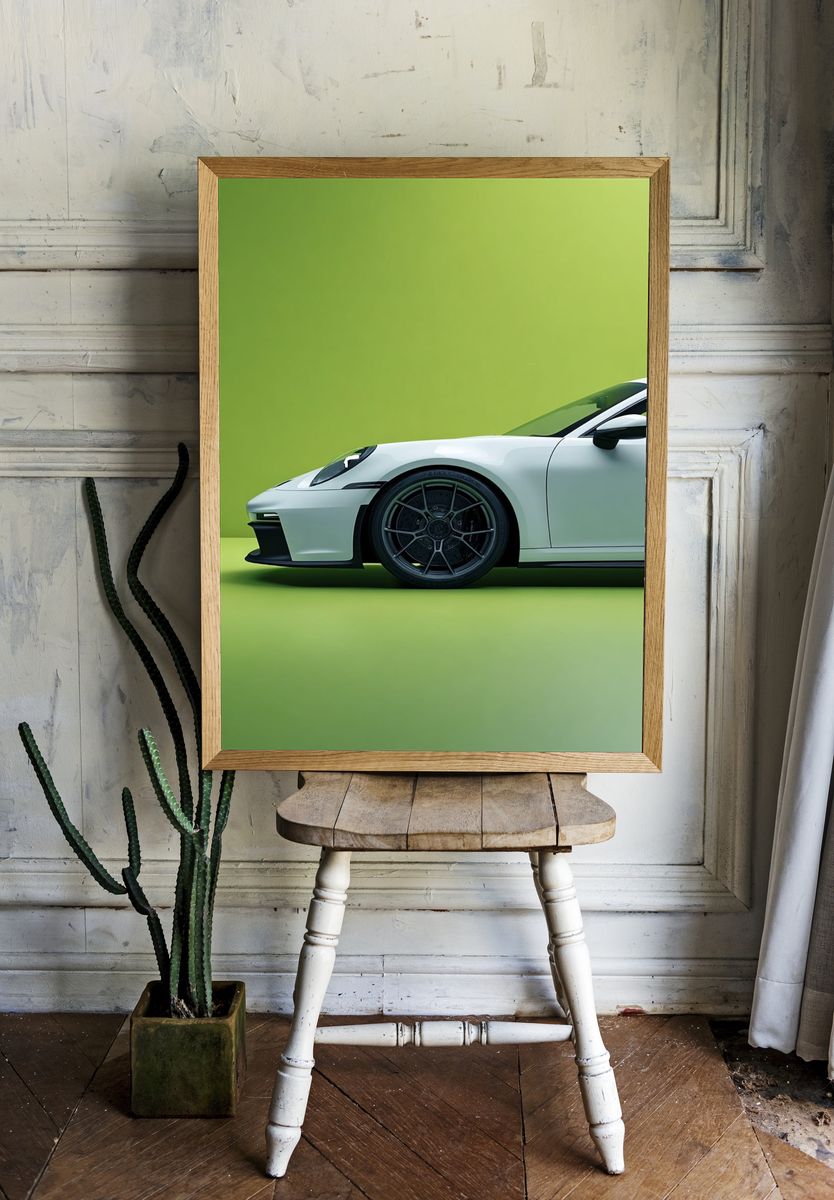 White Sports Car — Modern Photography Print. — room view 1