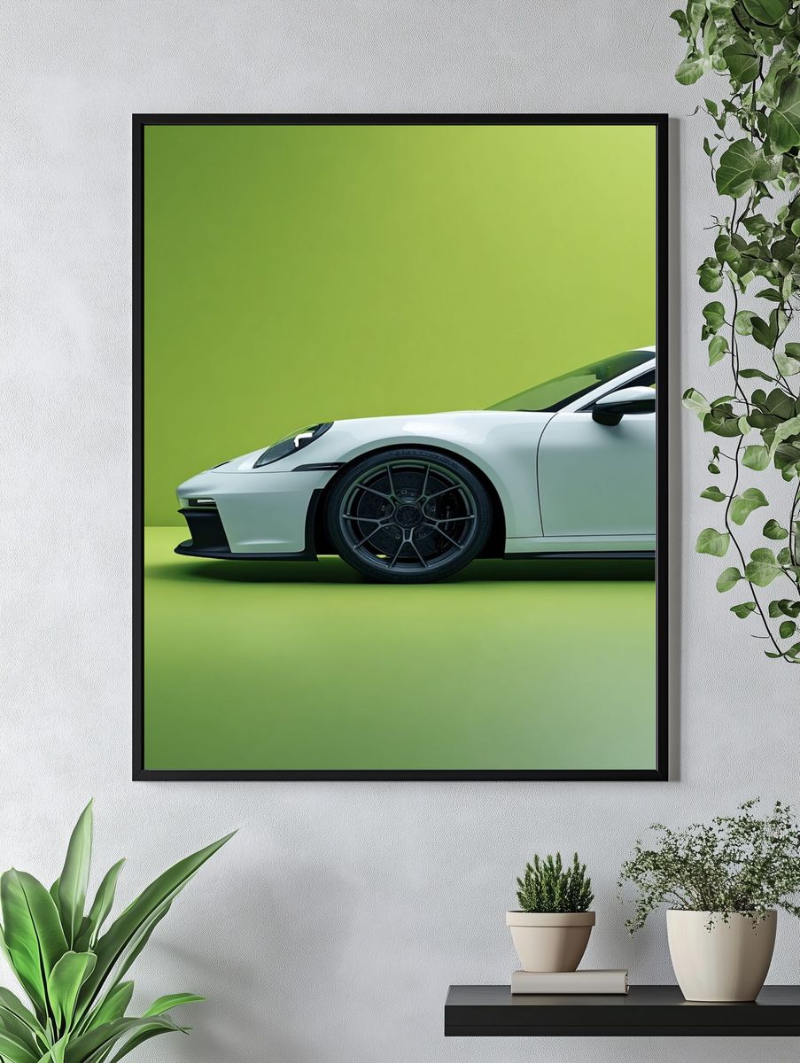 White Sports Car — Modern Photography Print. — room view 4