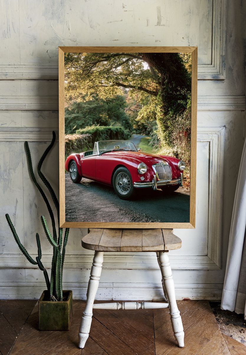 Classic Red Sports Car — Vintage Print. — room view 1