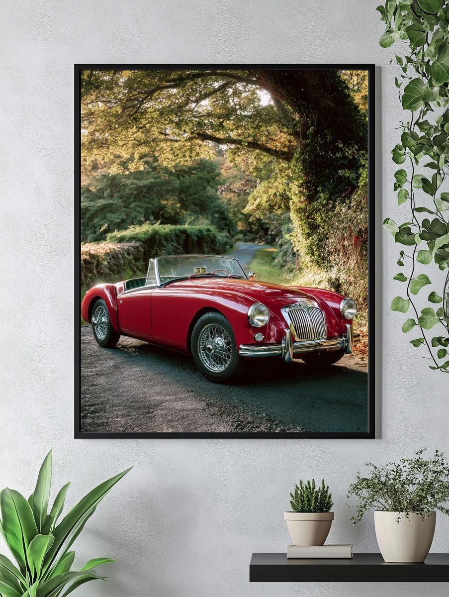 Classic Red Sports Car — Vintage Print. — room view 4