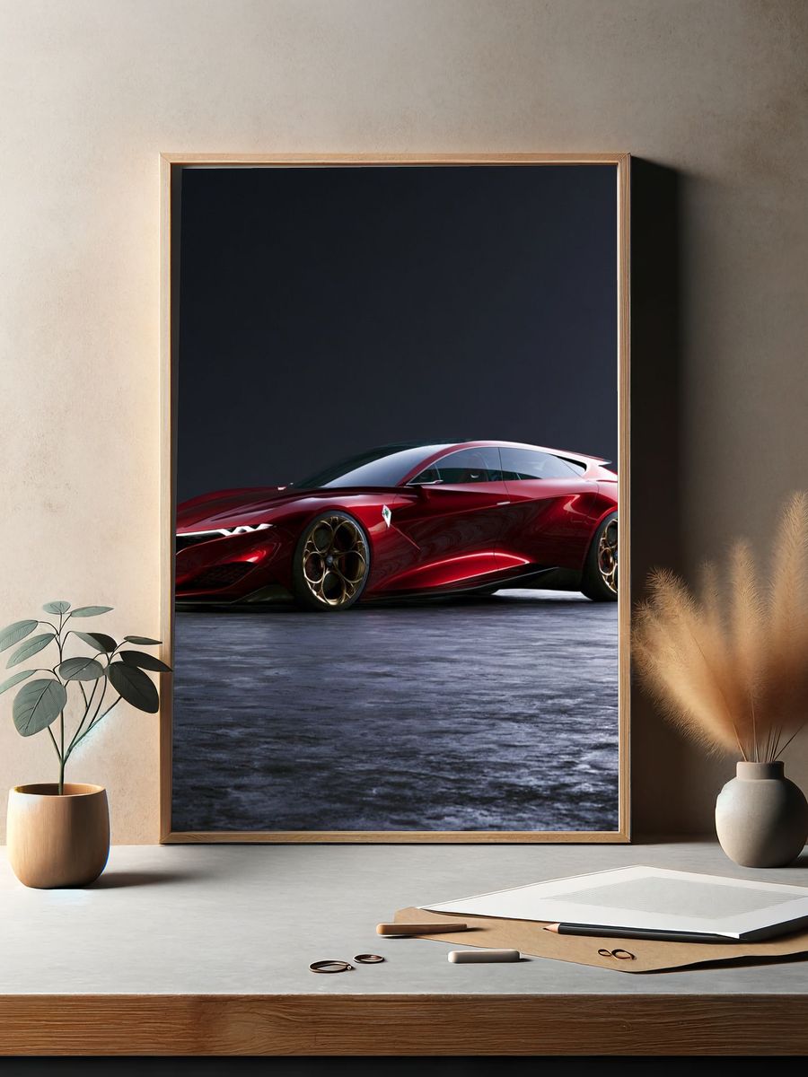 Red Concept Sports Car Photography Poster. — room view 2
