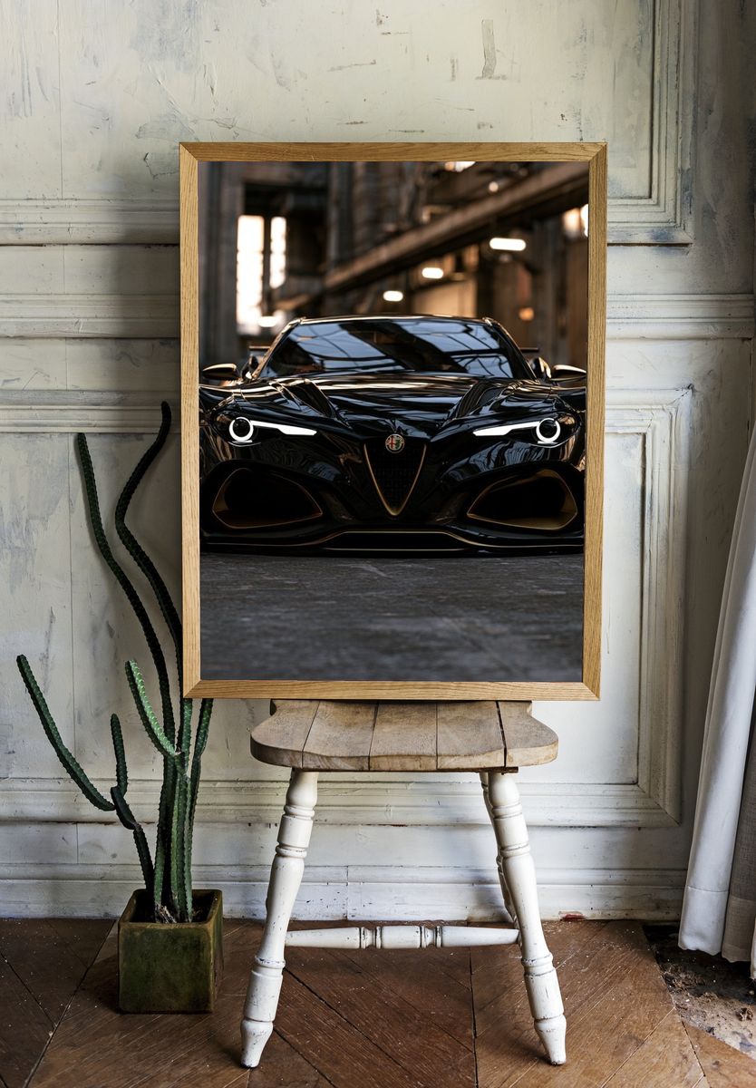Black Alfa Romeo Supercar Poster. room preview