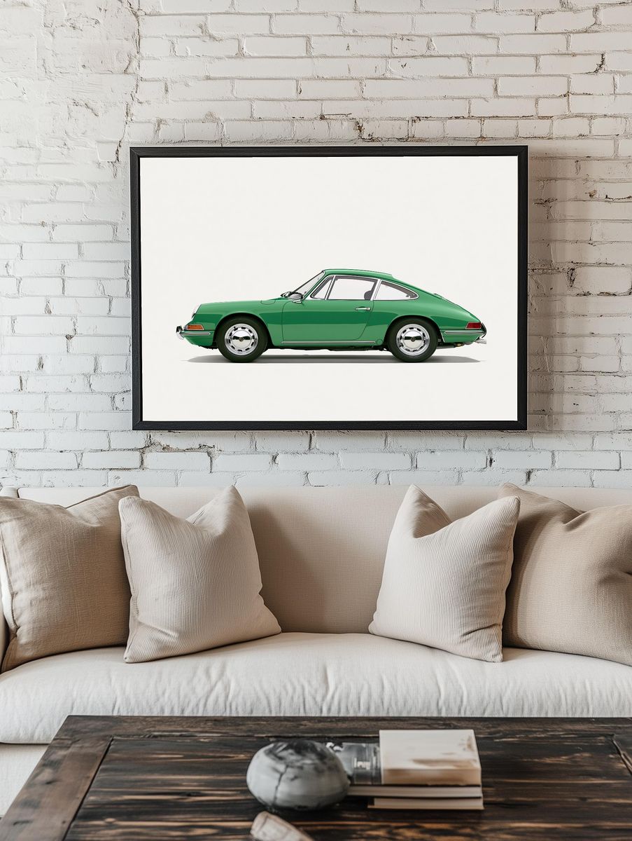 Green Classic Sports Car Photography Poster. room preview