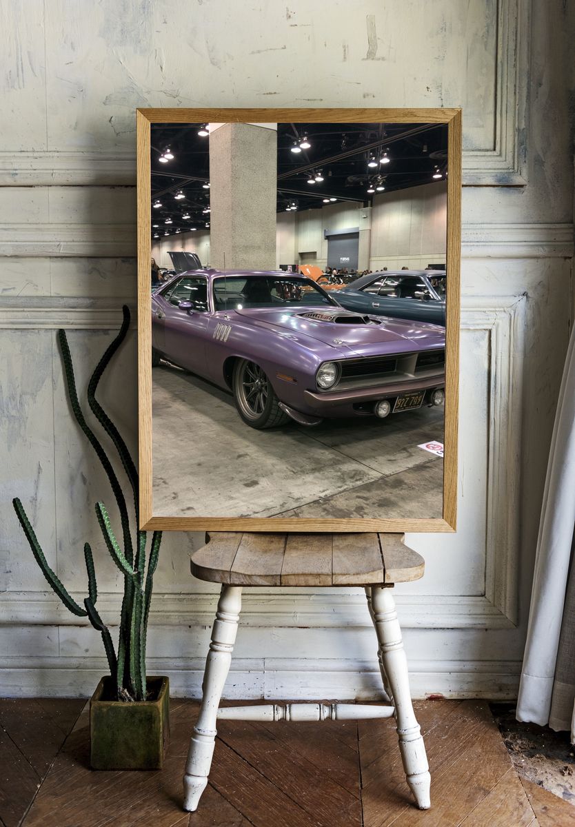 Purple Muscle Car Show Poster. room preview