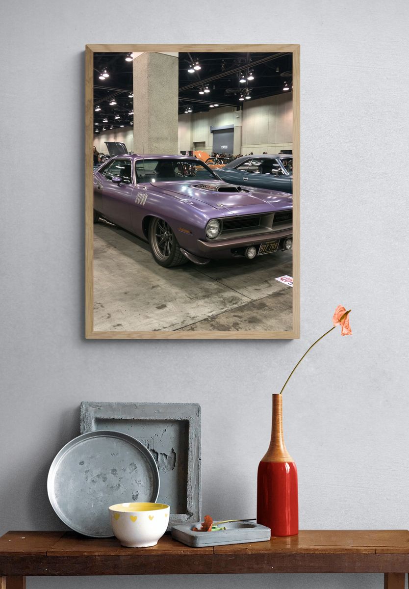 Purple Muscle Car Show Poster. — room view 3