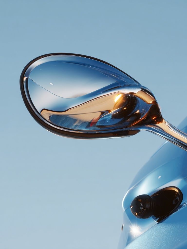 Blue Sports Car Mirror Photography Poster. poster — photography art