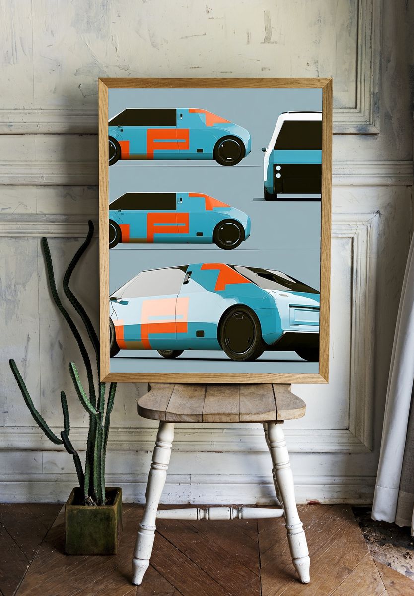 Futuristic Concept Car Photography Poster. room preview