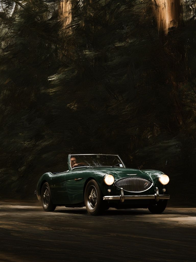 Classic Green Roadster Photography Poster. poster detail