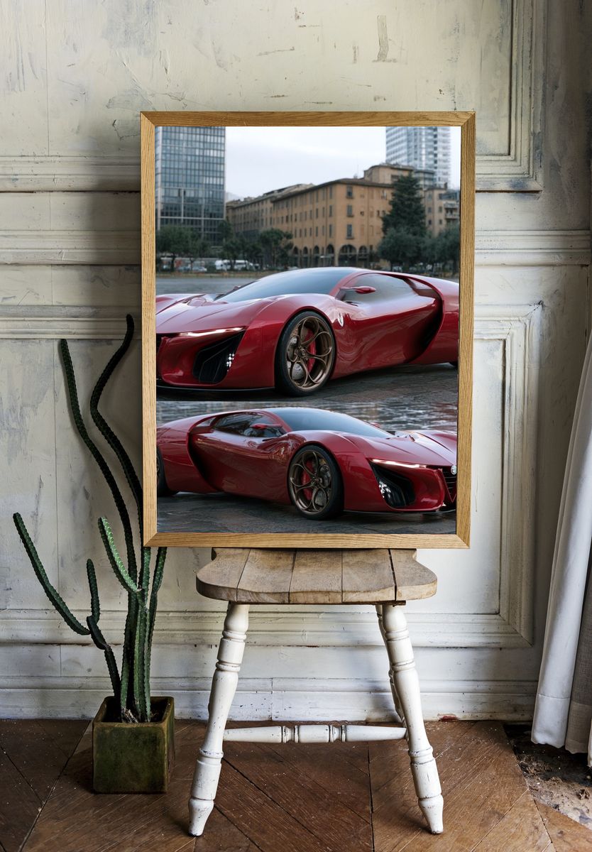 Red Supercar Concept Photography Poster. — room view 1