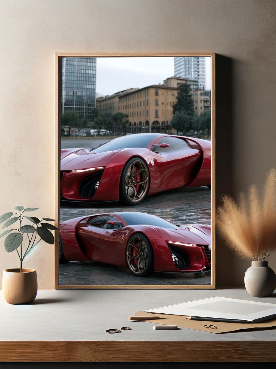 Red Supercar Concept Photography Poster. — room view 2