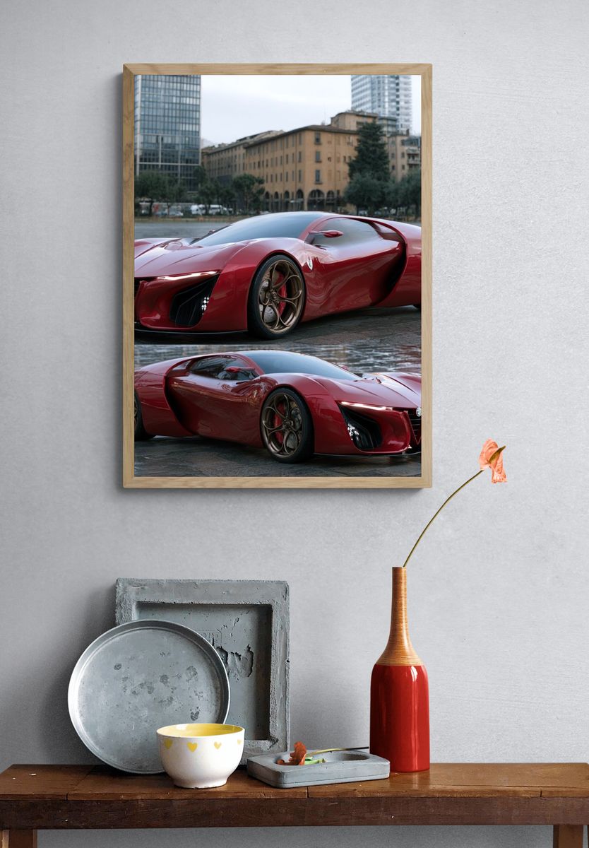 Red Supercar Concept Photography Poster. — room view 3