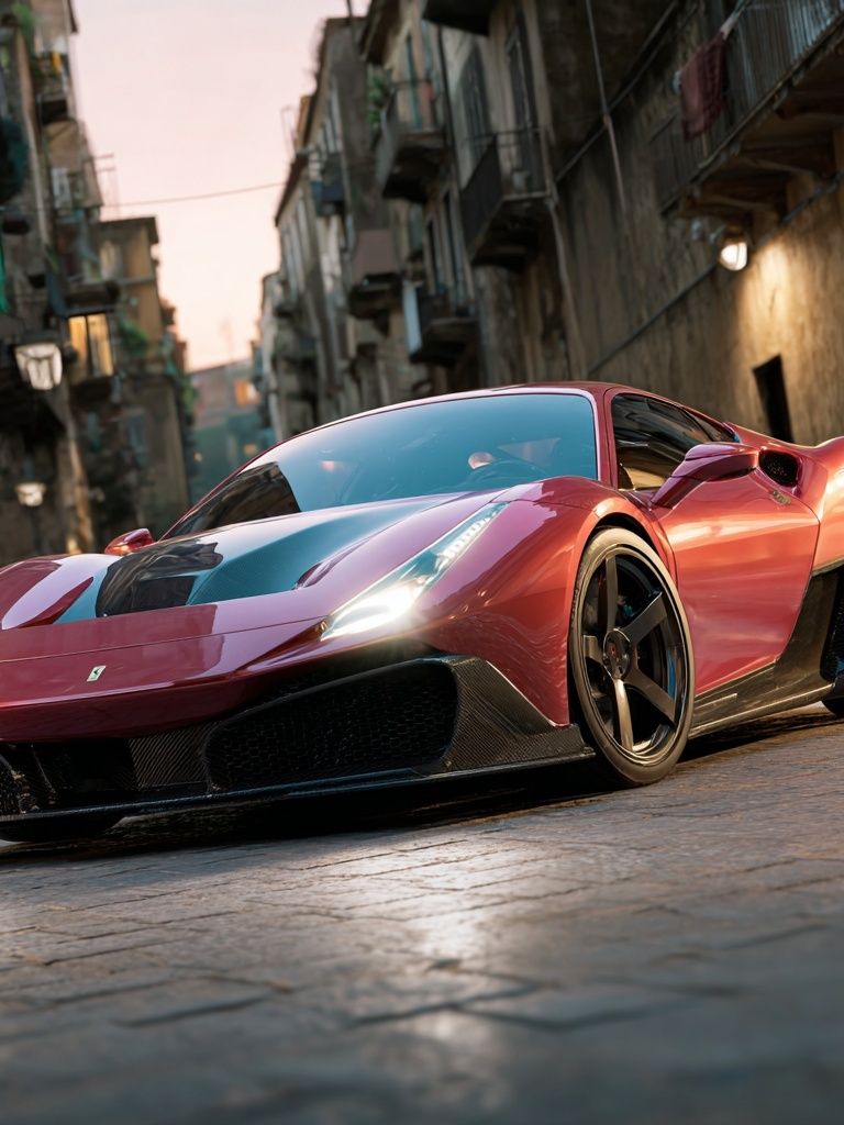 Red Supercar Street Photography Poster. poster — photography art