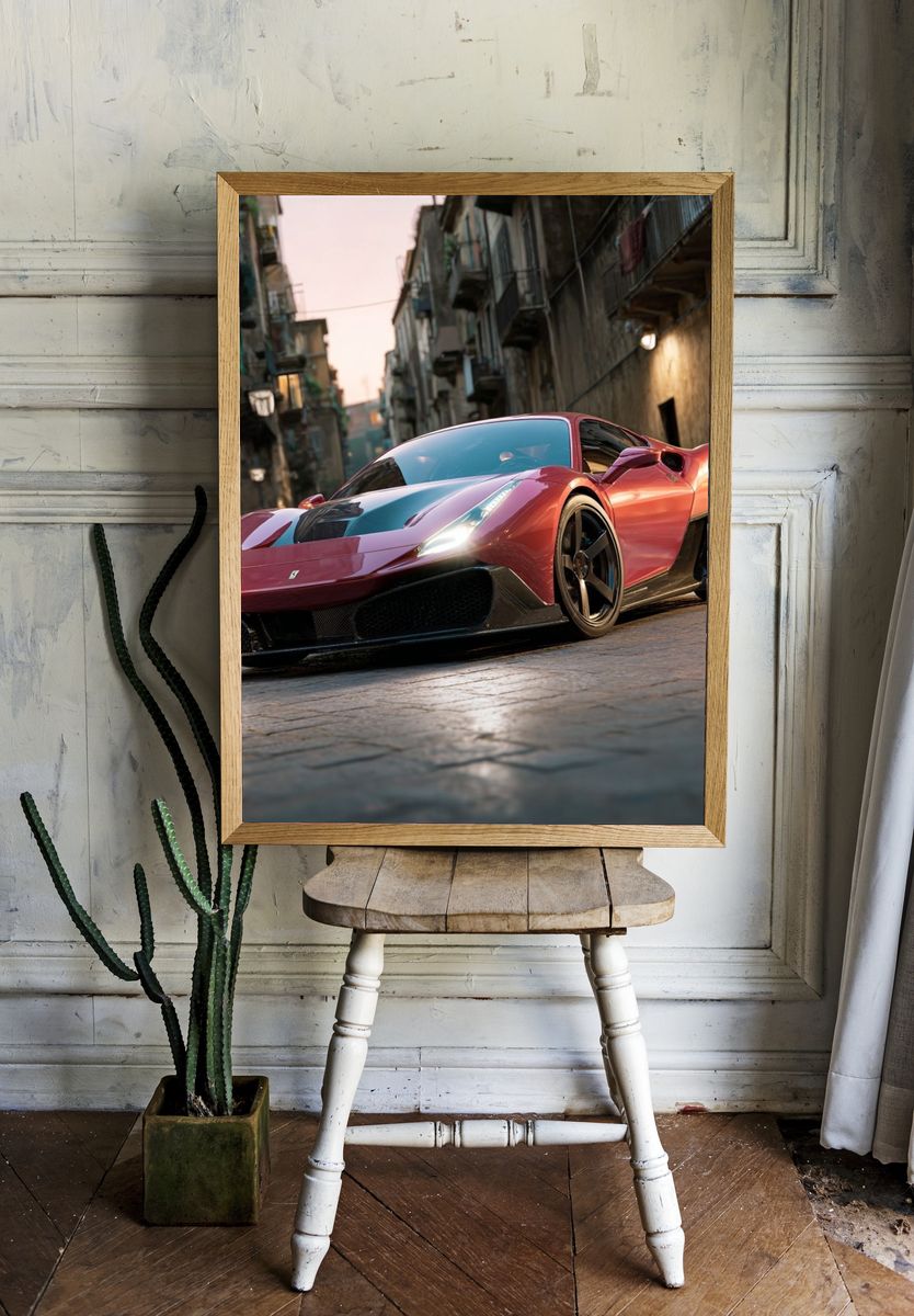 Red Supercar Street Photography Poster. room preview
