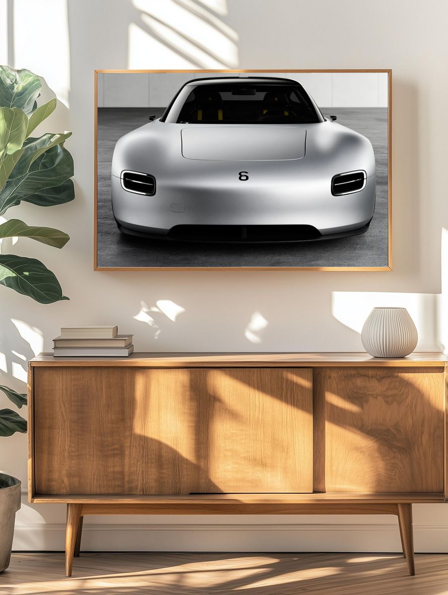 Minimalist Electric Sports Car Poster. — room view 3