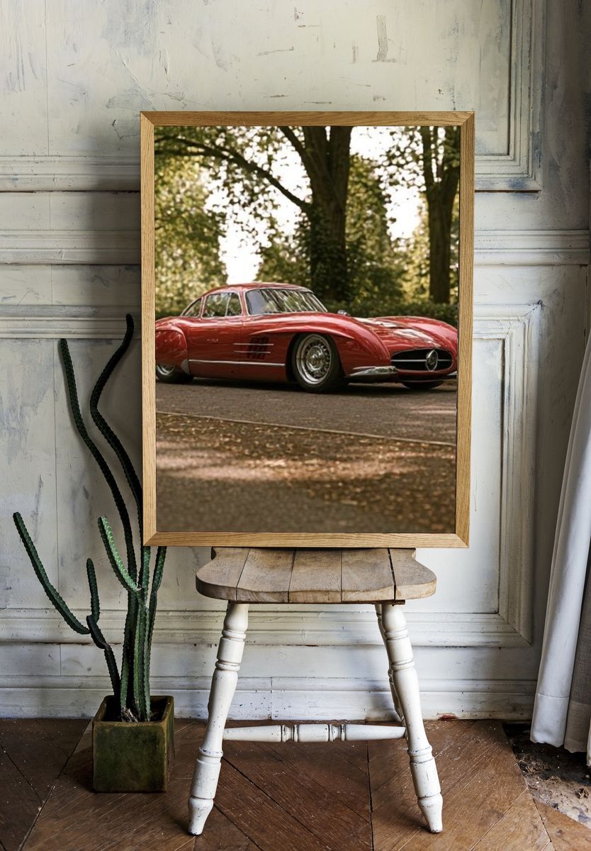 Red Classic Sports Car Photography Poster. room preview