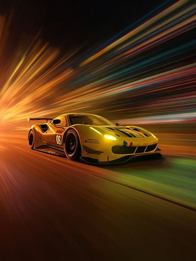 Yellow Racing Car Motion Poster. poster