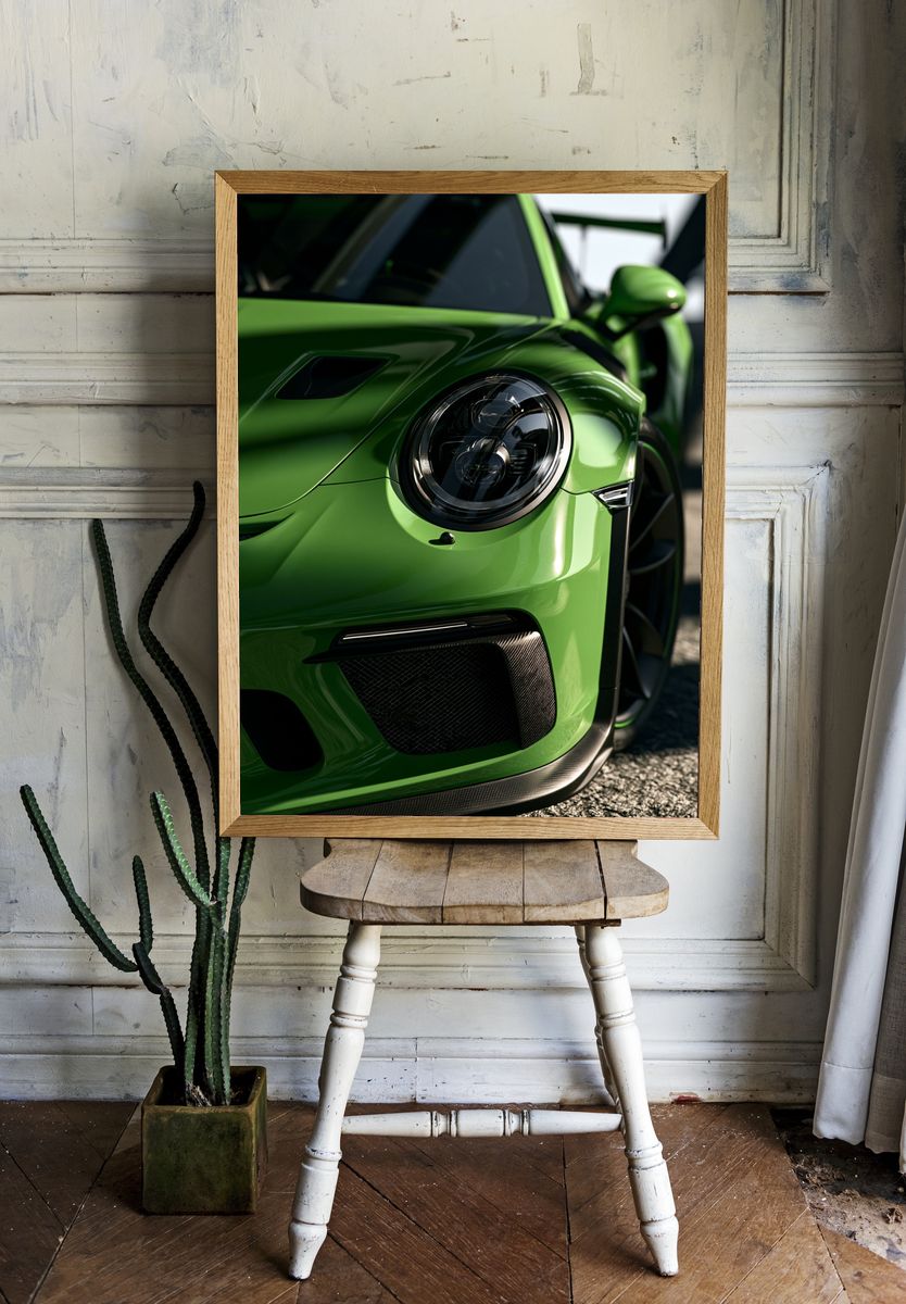 Green Sports Car Photography Poster. room preview