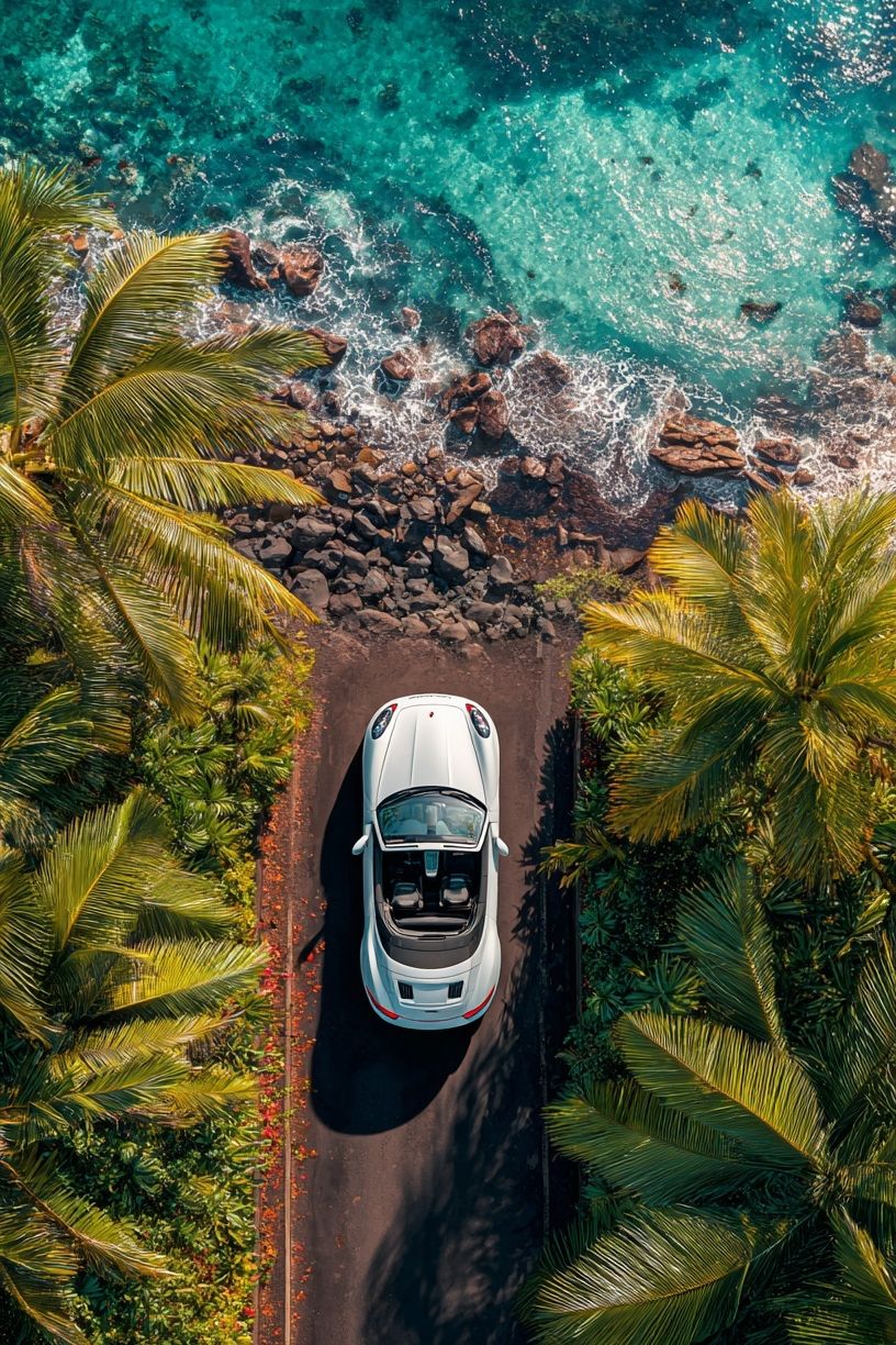 Convertible Car by the Ocean — Photography Print. poster detail