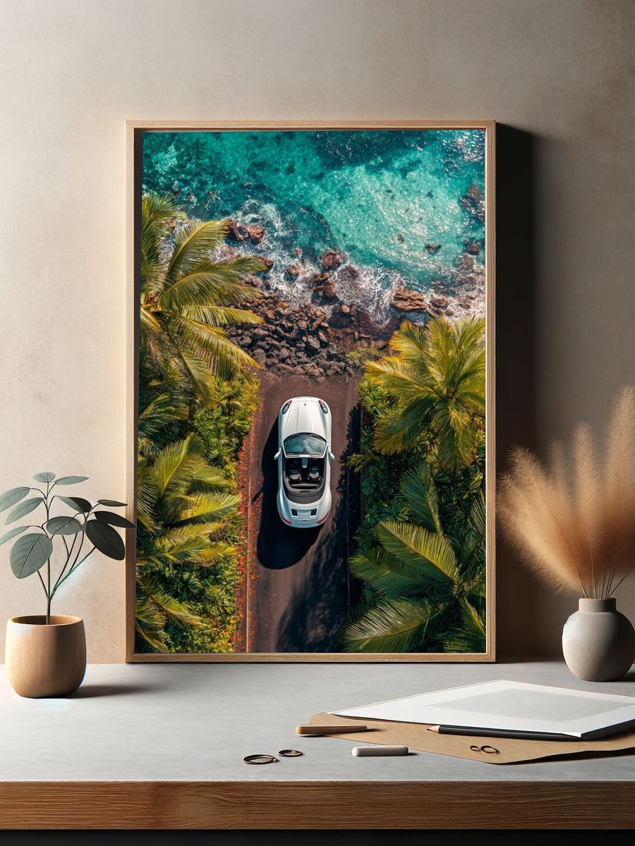 Convertible Car by the Ocean — Photography Print. — room view 2
