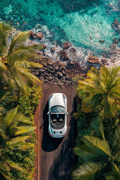 Convertible Car by the Ocean — Photography Print. poster