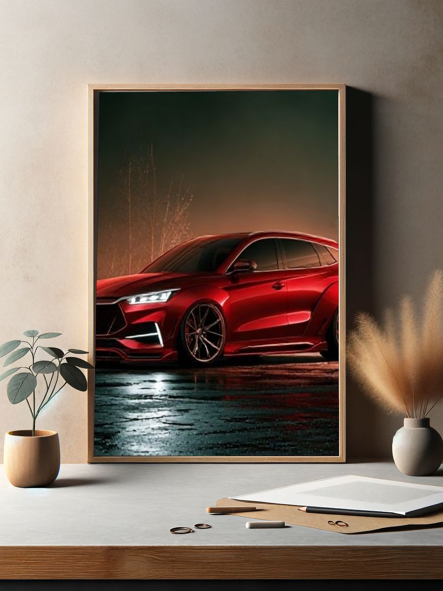 Red Sports SUV Photography Poster. — room view 2