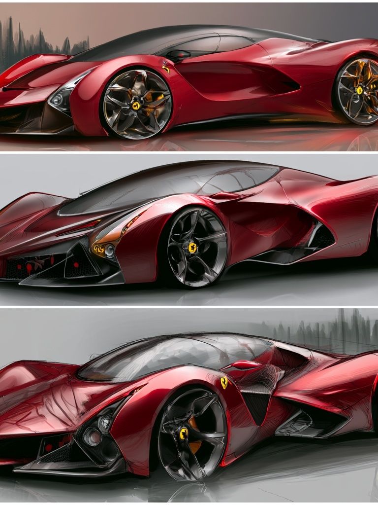 Ferrari Concept Car Illustration Poster. poster — illustration art