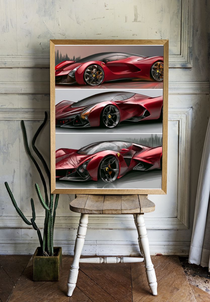 Ferrari Concept Car Illustration Poster. room preview