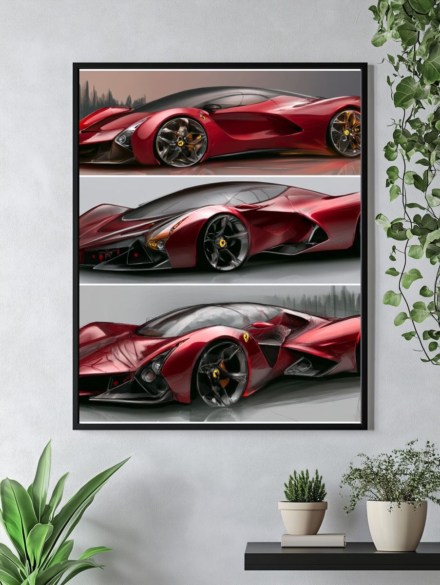 Ferrari Concept Car Illustration Poster. — room view 4