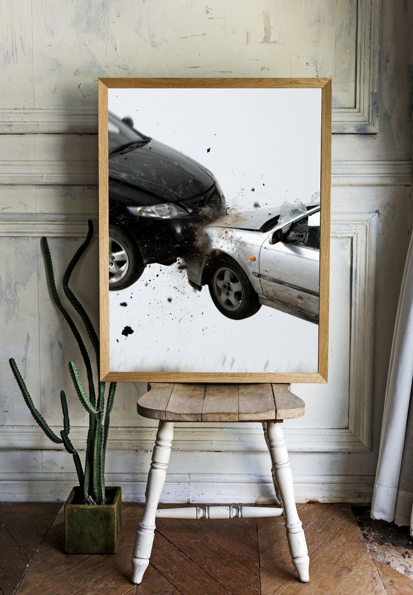 Car Crash Action Photography Poster. — room view 1