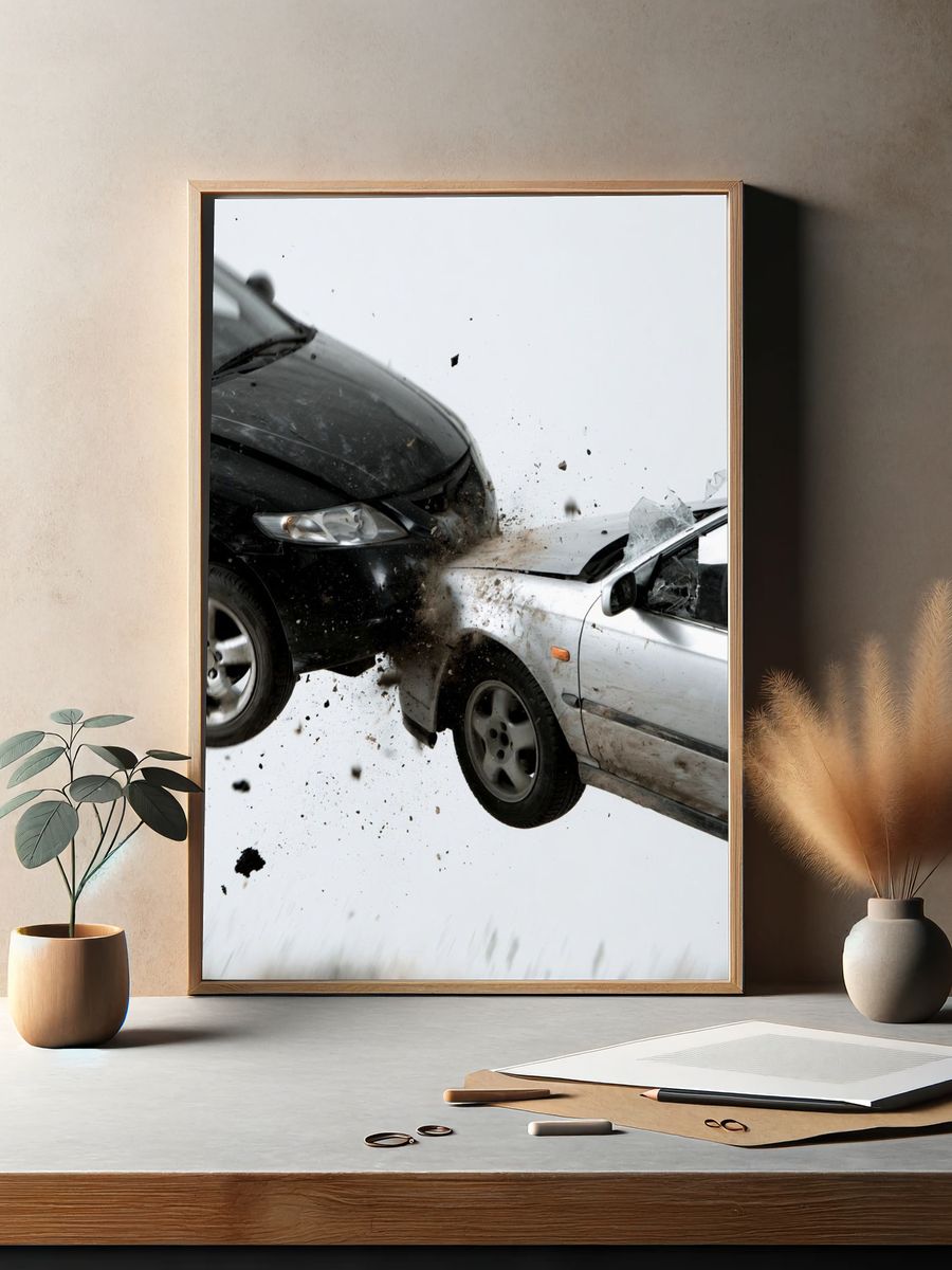 Car Crash Action Photography Poster. — room view 2