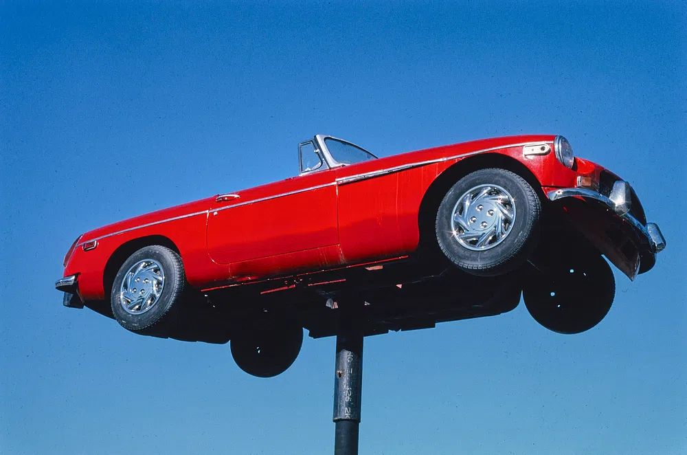 Red Convertible Car — Vintage Print. poster — vintage art