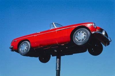 Red Convertible Car — Vintage Print