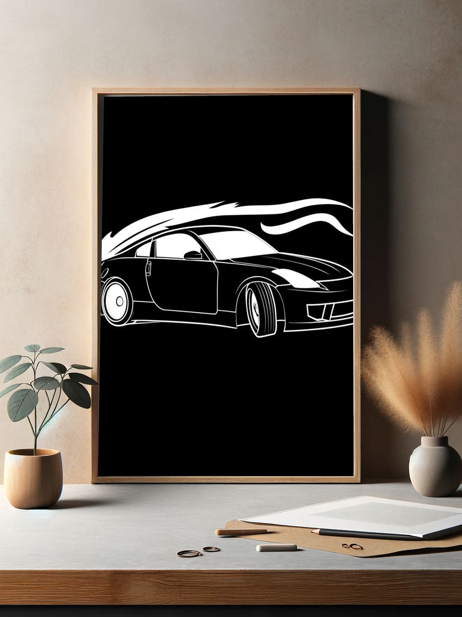 Drifting Sports Car Illustration Poster. — room view 2